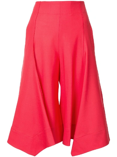 Shop Eudon Choi High Rise Cropped Trousers In Red