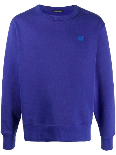 Shop Acne Studios 'fairview Face' Sweatshirt In Blue