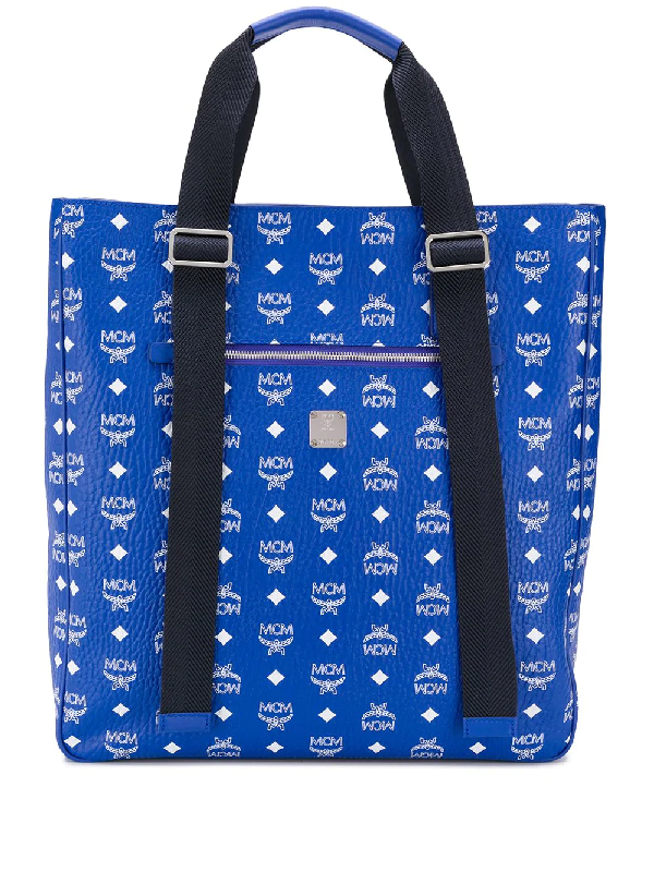 blue mcm tote