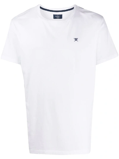 Shop Hackett Logo Embroidered T-shirt In White