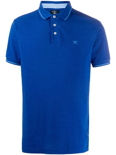 Shop Hackett Embroidered Logo Polo Shirt In Blue