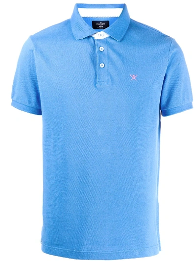 Shop Hackett Embroidered Logo Polo Shirt In Blue