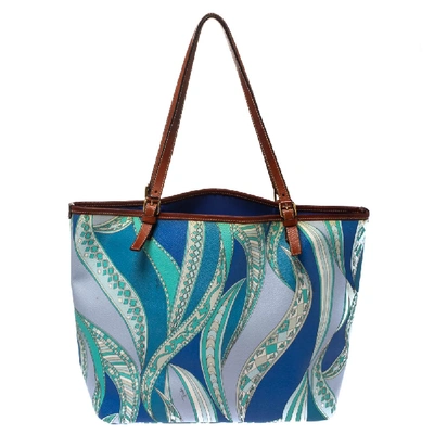 Pre-owned Emilio Pucci Multicolor Printed Pvc And Leather Tote