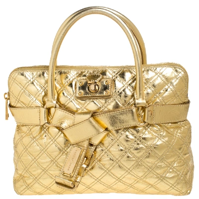 Pre-owned Marc Jacobs Gold Quilted Leather Bruna Belted Tote