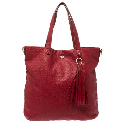 Pre-owned Anya Hindmarch Red Leather Tassel Tote