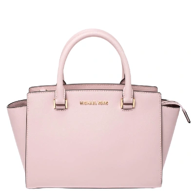 Pre-owned Michael Kors Michael  Blossom Pink Leather Medium Selma Satchel