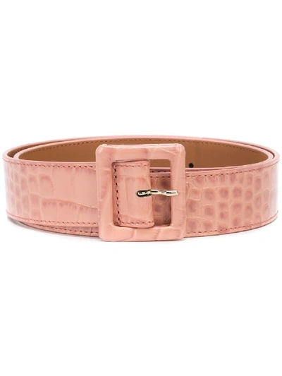 Shop Veronica Beard Snakeskin Effect Belt In Pink