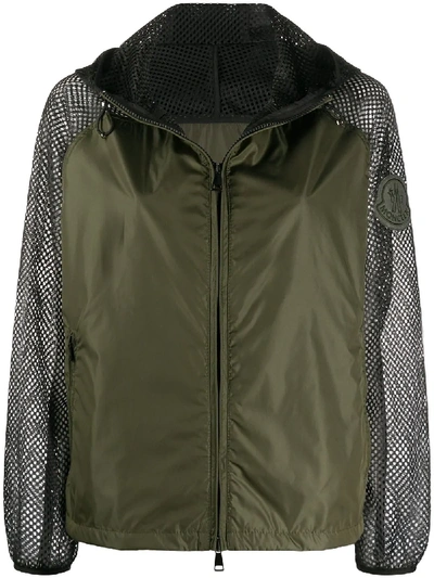 Shop Moncler Net-detail Jacket In Green