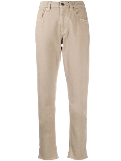 Shop Brunello Cucinelli Cropped Five-pocket Trousers In Neutrals