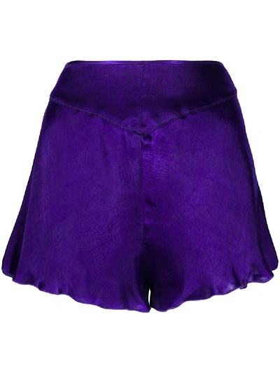 Shop Forte Forte Satin Shorts In Purple