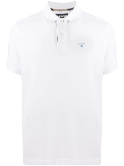 Shop Barbour Logo Embroidered Polo Shirt In White