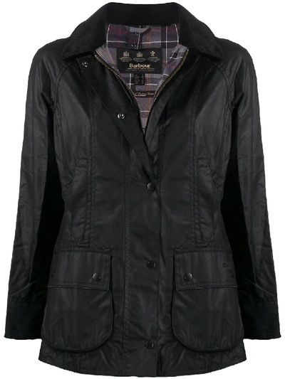Shop Barbour Beadnell Waxed-cotton Jacket In Black
