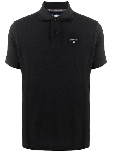 Shop Barbour Logo Embroidered Polo Shirt In Black