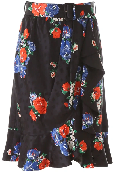 Shop Tory Burch Floral Print Mini Skirt In Black,red,blue