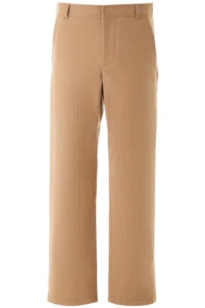 Shop Burberry Cotton Twill Trousers In Brown