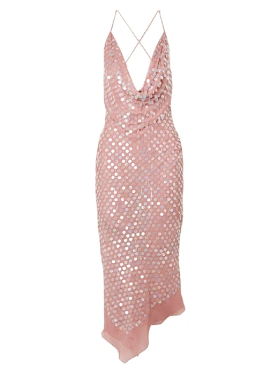 Shop Cushnie Pink Sequined Silk Dress