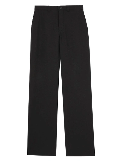 Shop Burberry Cut Out Back Wool Wide Leg Trousers In Black