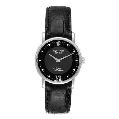 Shop Rolex Cellini Classic 32mm White Gold Black Dial Mens Watch 5115 In Not Applicable