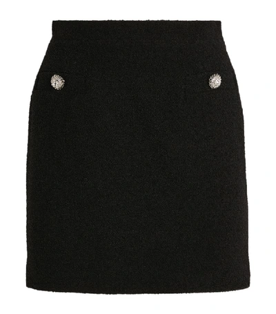 Shop Alessandra Rich Crystal-button Tweed Mini Skirt