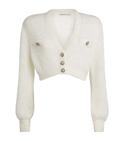Shop Alessandra Rich Crystal-button Cropped Cardigan