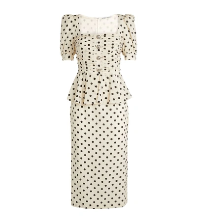 Shop Alessandra Rich Polka-dot Ruched Dress