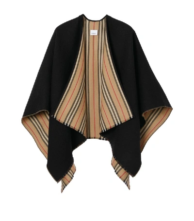 Shop Burberry Wool Icon Stripe Cape