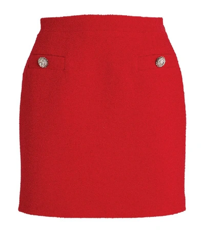 Shop Alessandra Rich Crystal-button Tweed Mini Skirt