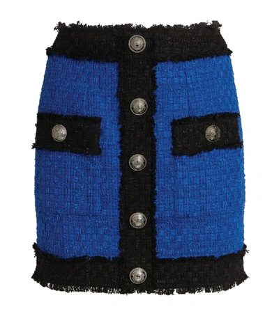 Shop Balmain Frayed Tweed Skirt