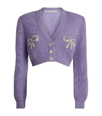 Shop Alessandra Rich Sequin-bow Cropped Cardigan