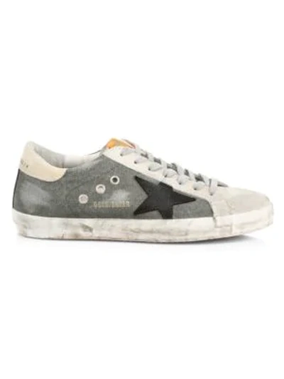 Shop Golden Goose Men's Superstar Canvas & Leather Sneakers In Green Canvas