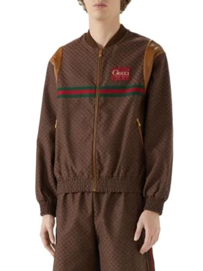 Shop Gucci Mini Gg Zip-up Jacket With  Label In Bister Mix