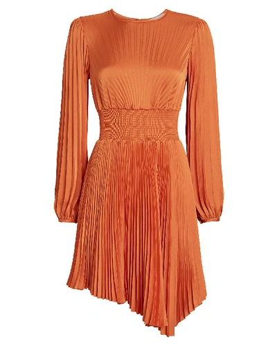 Shop A.l.c Behati Pleated Asymmetric Dress In Orange