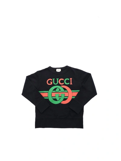 Shop Gucci Gg Logo Sweatshirt In Dark Blue