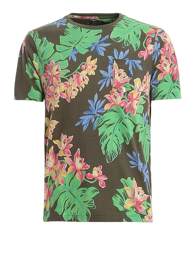 Shop Polo Ralph Lauren Chest Pocket Floral Print Cotton T-shirt In Multicolour