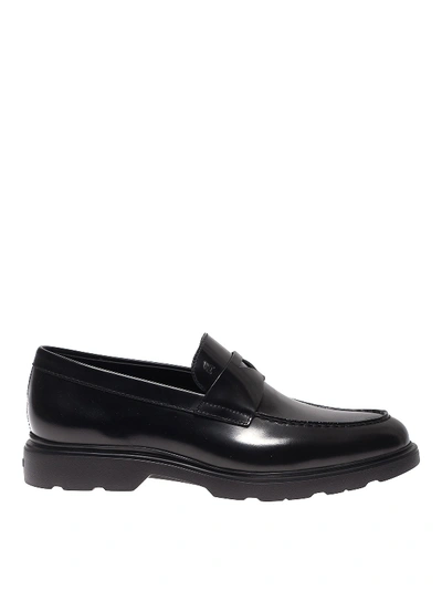 Shop Hogan H393 Loafers In Black