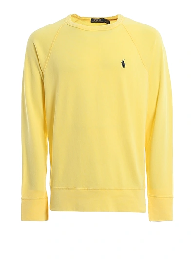 Shop Polo Ralph Lauren Light Yellow Cotton Sweatshirt