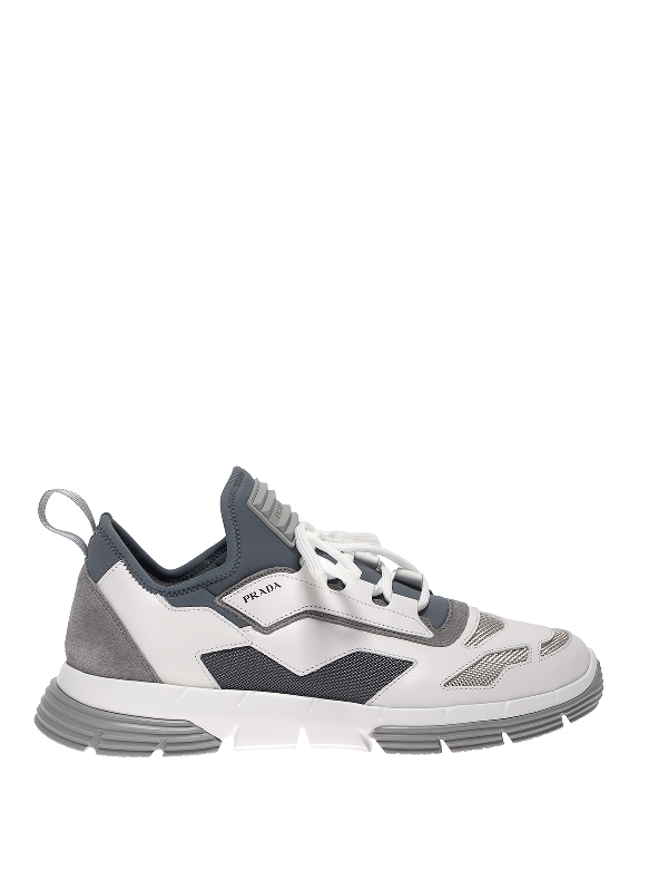 white and grey prada sneakers