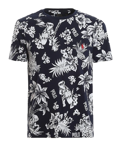 Shop Polo Ralph Lauren Chest Pocket Floral Print T-shirt In Dark Blue