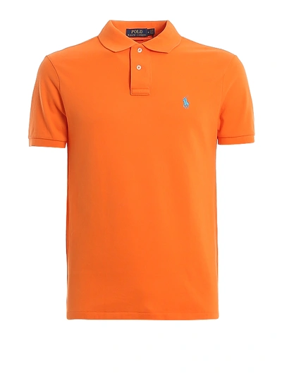 Shop Polo Ralph Lauren Orange Cotton Logo Embroidery Polo Shirt