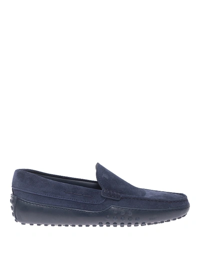 Shop Tod's Gommino Suede Loafers In Dark Blue