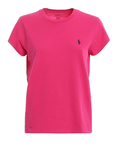 Shop Polo Ralph Lauren Logo Embroidery Jersey Fuchsia T-shirt