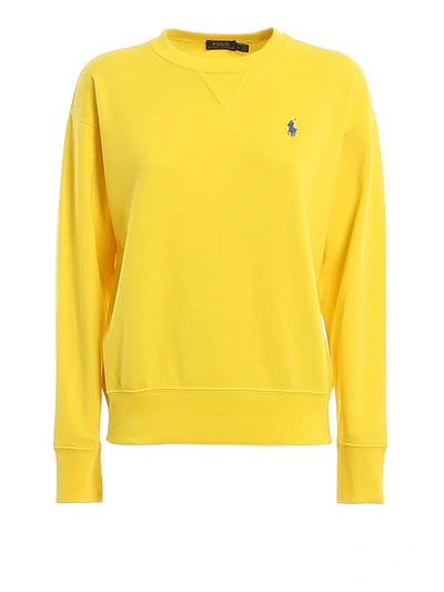 Shop Polo Ralph Lauren Logo Embroidery Sweatshirt In Yellow