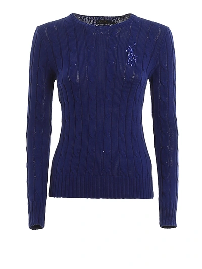 Shop Polo Ralph Lauren Twist Pima Cotton Crew Neck Sweater In Blue