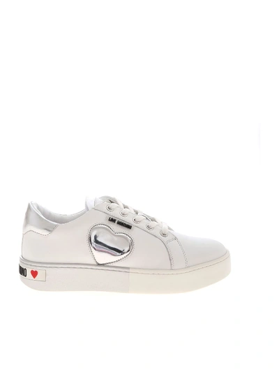Shop Love Moschino Sneakers In White And Silver