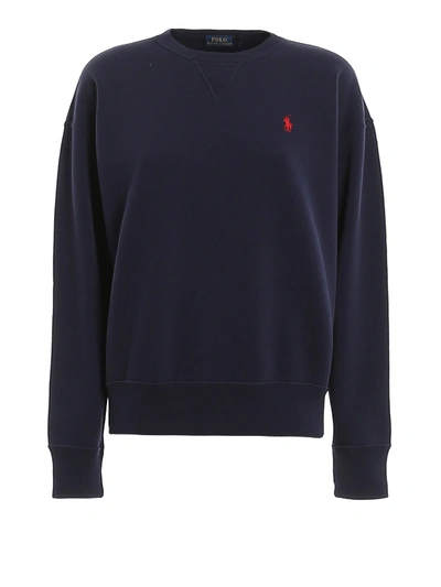 Shop Polo Ralph Lauren Logo Embroidery Sweater In Blue