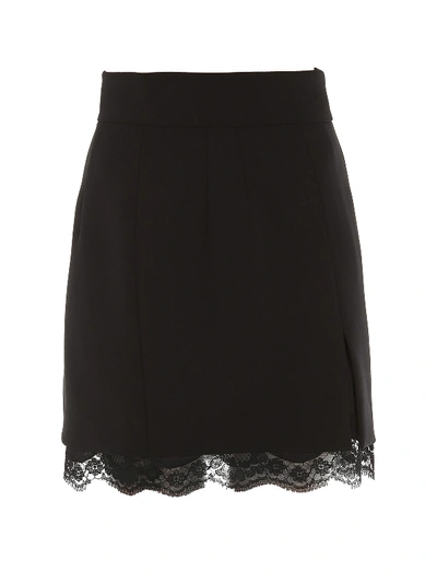 Shop Dolce & Gabbana Mini Skirt With Chantilly Lace Insert In Black