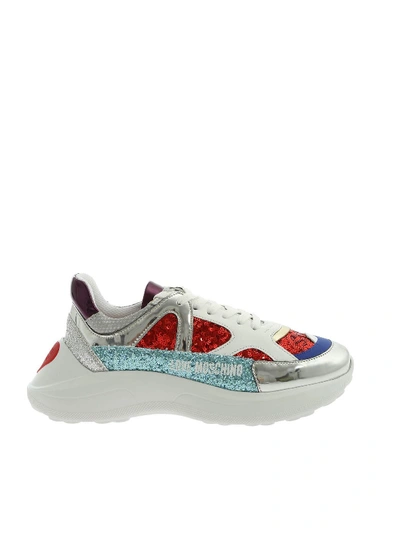 Shop Love Moschino Sequins And Glitter Multicolor Sneakers In Multicolour