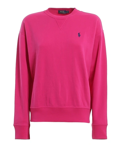 Shop Polo Ralph Lauren Logo Embroidery Sweatshirt In Fuchsia