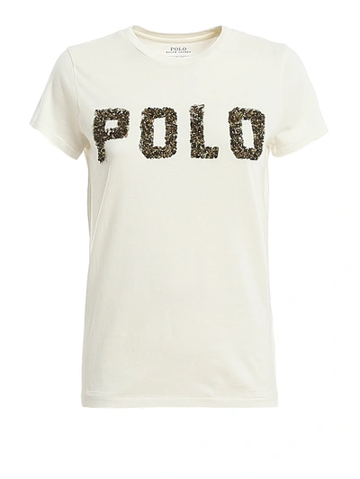 Shop Polo Ralph Lauren Embellished T-shirt In White