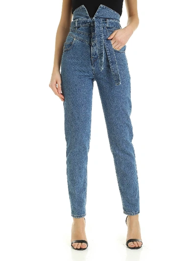 Shop Attico Stone Washed High Waist Jeans In Blue